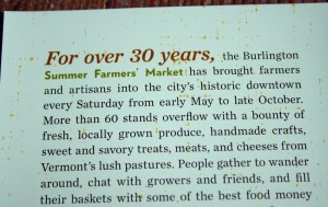 Burlington Farmers' Market brochure