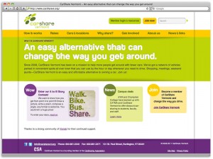 CarShare Vermont website homepage