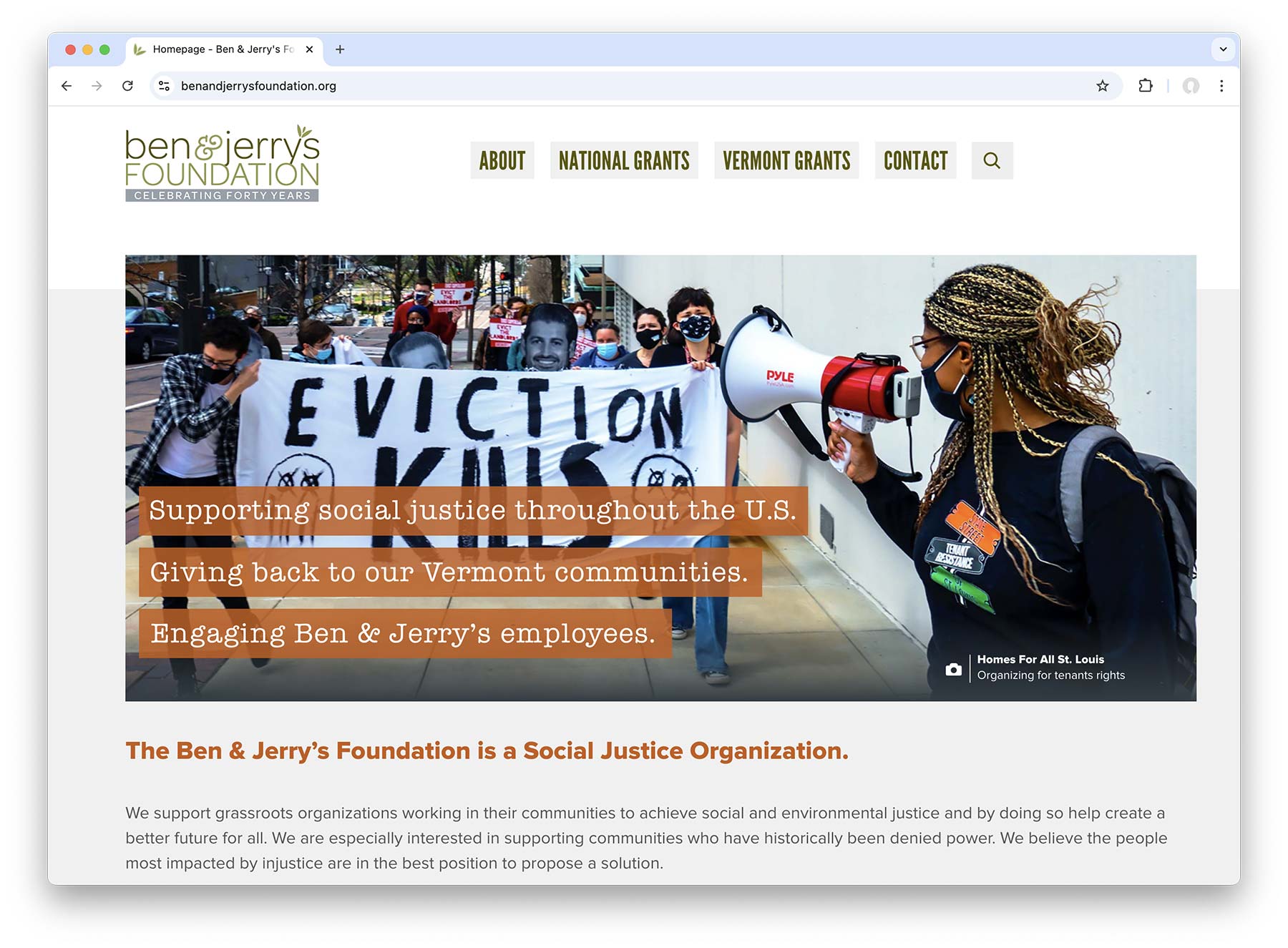 Ben & Jerry's Foundation website homepage