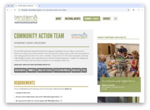 Ben & Jerry's Foundation Vermont Community Action Team grant page
