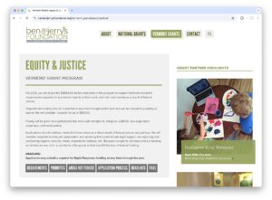 Ben & Jerry's Foundation Vermont Equity & Justice grant page