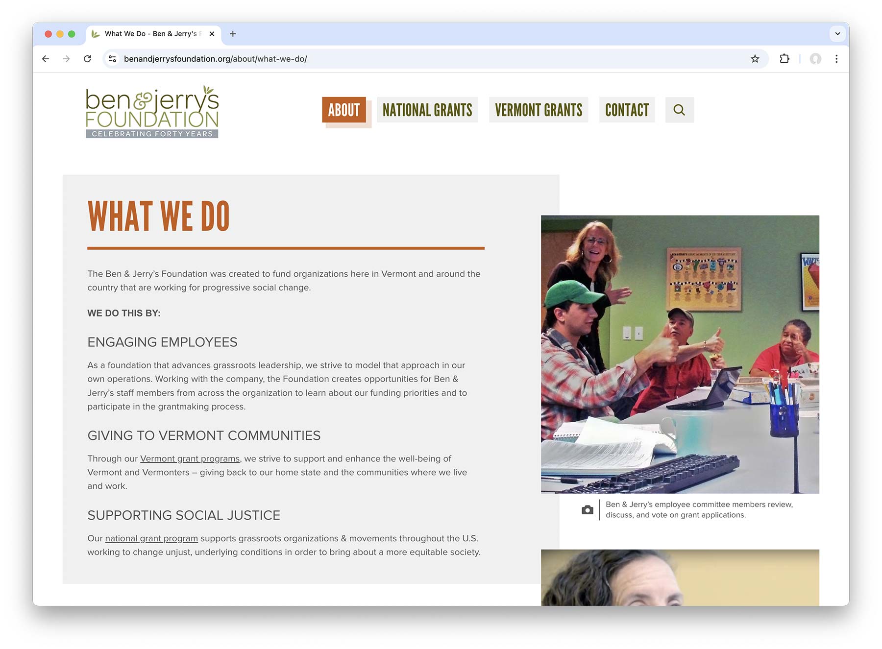 Ben & Jerry's Foundation About: What We Do page