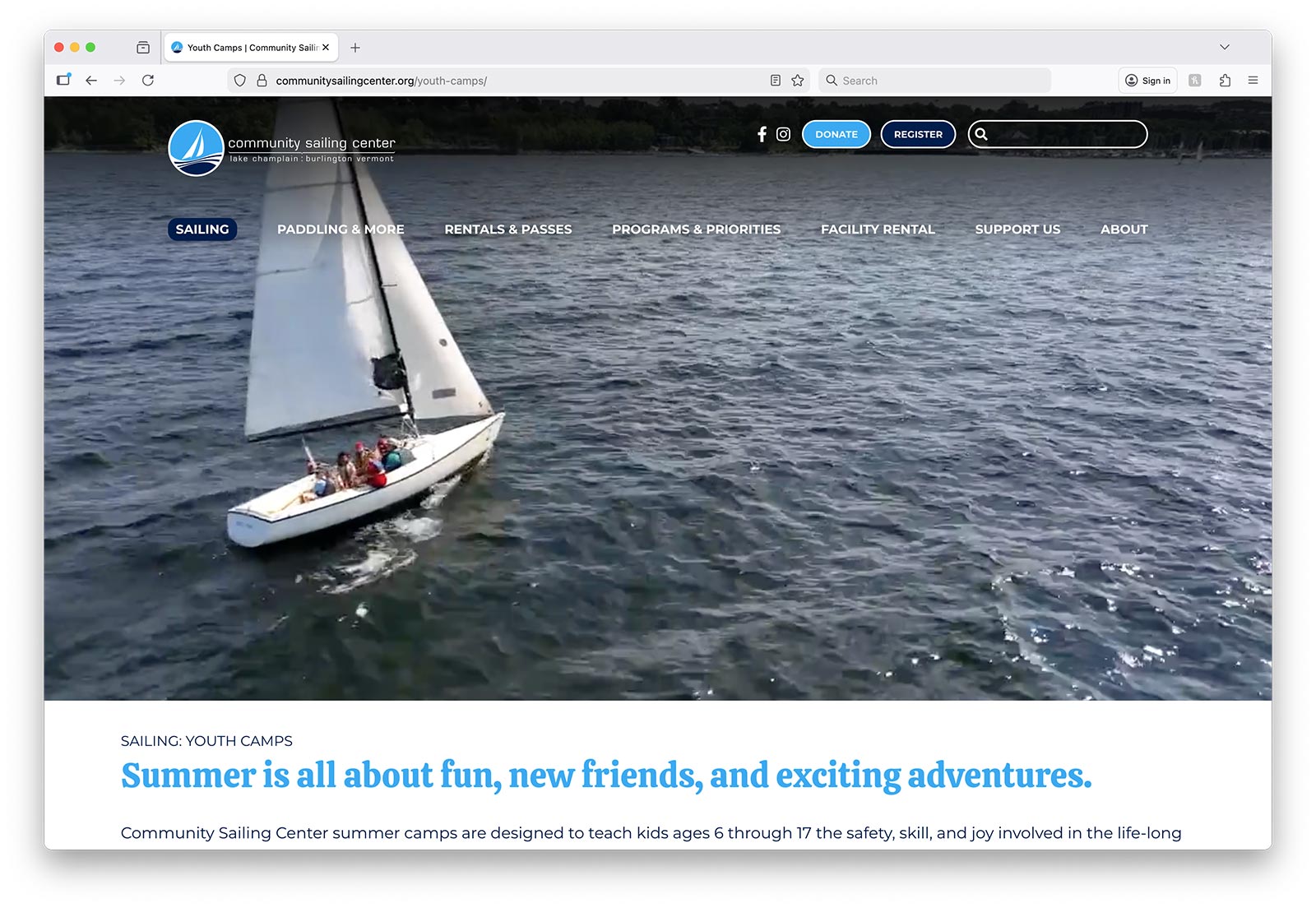 CSC Youth Camps page